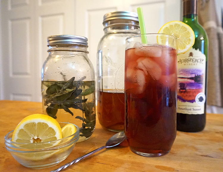 Blackberry Sage Iced Tea Wine Cocktail made with Amethyst Sunset